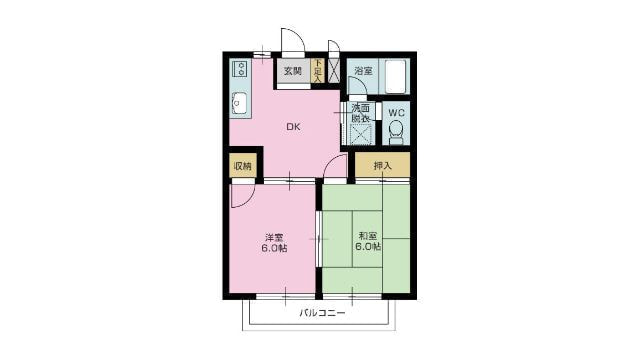 賃貸物件（住居用）シティハイツ　2DK　39.74m²